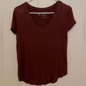 Maroon V-neck Tee